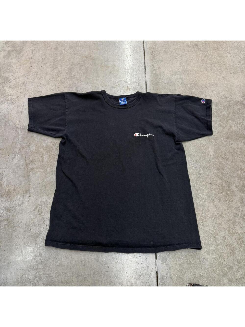vintage champion made in usa faded black small logo shirt size xl